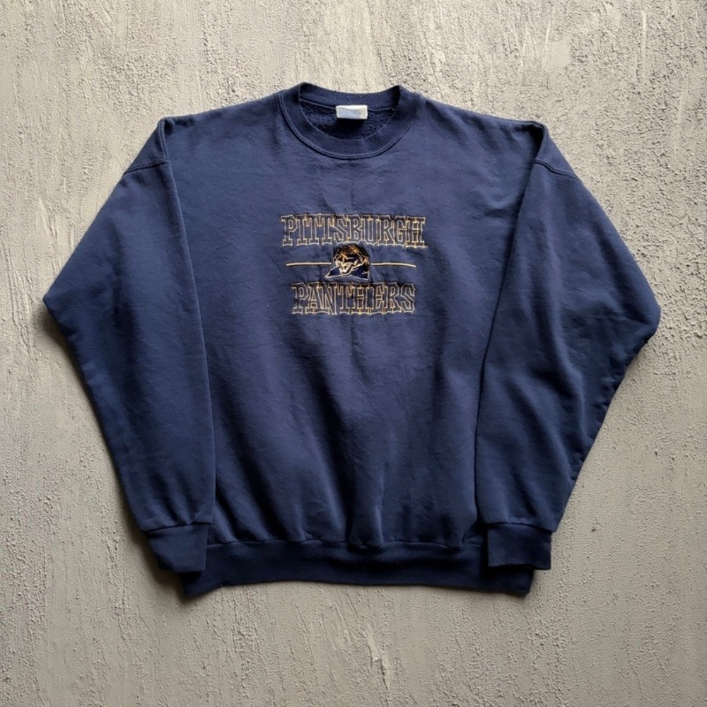 Vintage Pittsburgh Panthers Sweatshirt XL Blue 1990s Embroidered NCAA